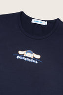 Aim Higher Club ♥ Cinnamoroll On The Bar Embroidery Women Fitted Tee /Navy