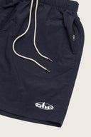 Aim Higher Club Unisex Retro Oval Logo Nylon Shorts/ Navy