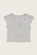 Aim Higher Club Essential V Neck Crop Tee/ Flecking Grey