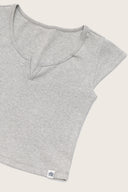Aim Higher Club Essential V Neck Crop Tee/ Flecking Grey