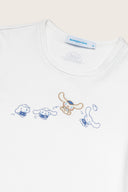 Aim Higher Club ♥ Cinnamoroll Jumping on the Cloud Embroidery Fitted Tee/ White