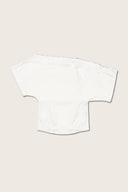 Aim Higher Club Core Asymmetric Lace Off-Shoulder Top/ White
