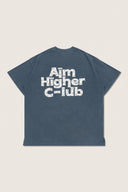 Aim Higher Club ♥ Cinnamoroll Unisex Monogram Patch Classic Logo Tee/ Washed Grey Blue