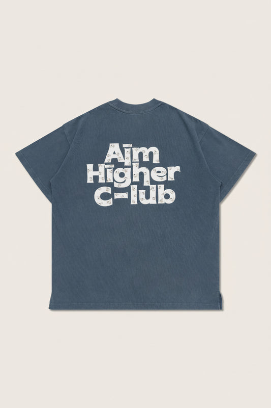 Aim Higher Club ♥ Cinnamoroll Monogram Patch Classic Logo Tee/ Washed Grey Blue