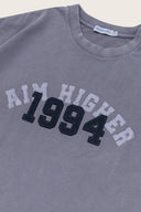 Aim Higher Club Unisex College Emblem Tee / Wash Light Charcoal