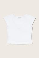 Aim Higher Club Essential V Neck Crop Tee/ Off White
