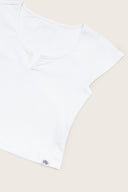 Aim Higher Club Essential V Neck Crop Tee/ Off White