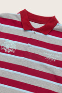 Aim Higher Club Faculty of Sports Emblem Cropped Stripe Poloshirt/ Grey-burgundy