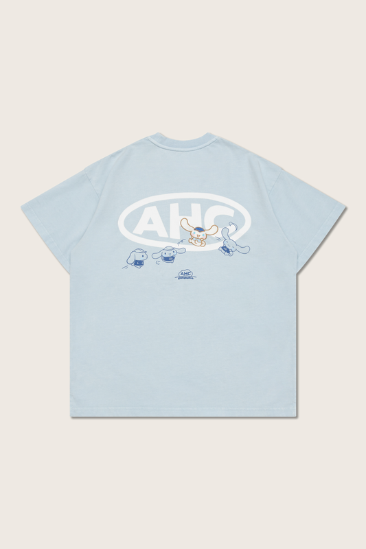 (Pre-order) Aim Higher Club ♥ Cinnamoroll Jumping on the Cloud Unisex Tee/ Washed Baby Blue