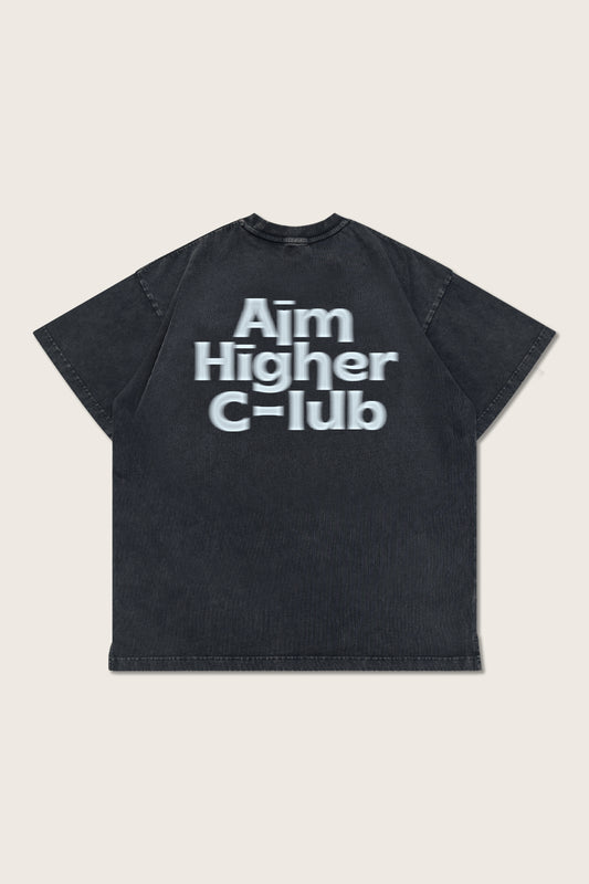 Aim Higher Club Unisex Logo Motion Tee/ Washed Charcoal