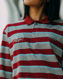 Aim Higher Club Faculty of Sports Emblem Cropped Stripe Poloshirt/ Grey-burgundy