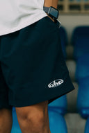 Aim Higher Club Unisex Retro Oval Logo Nylon Shorts/ Navy