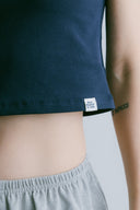 Aim Higher Club Essential V Neck Crop Tee/ Navy