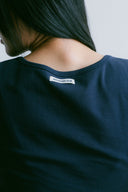 Aim Higher Club Essential V Neck Crop Tee/ Navy