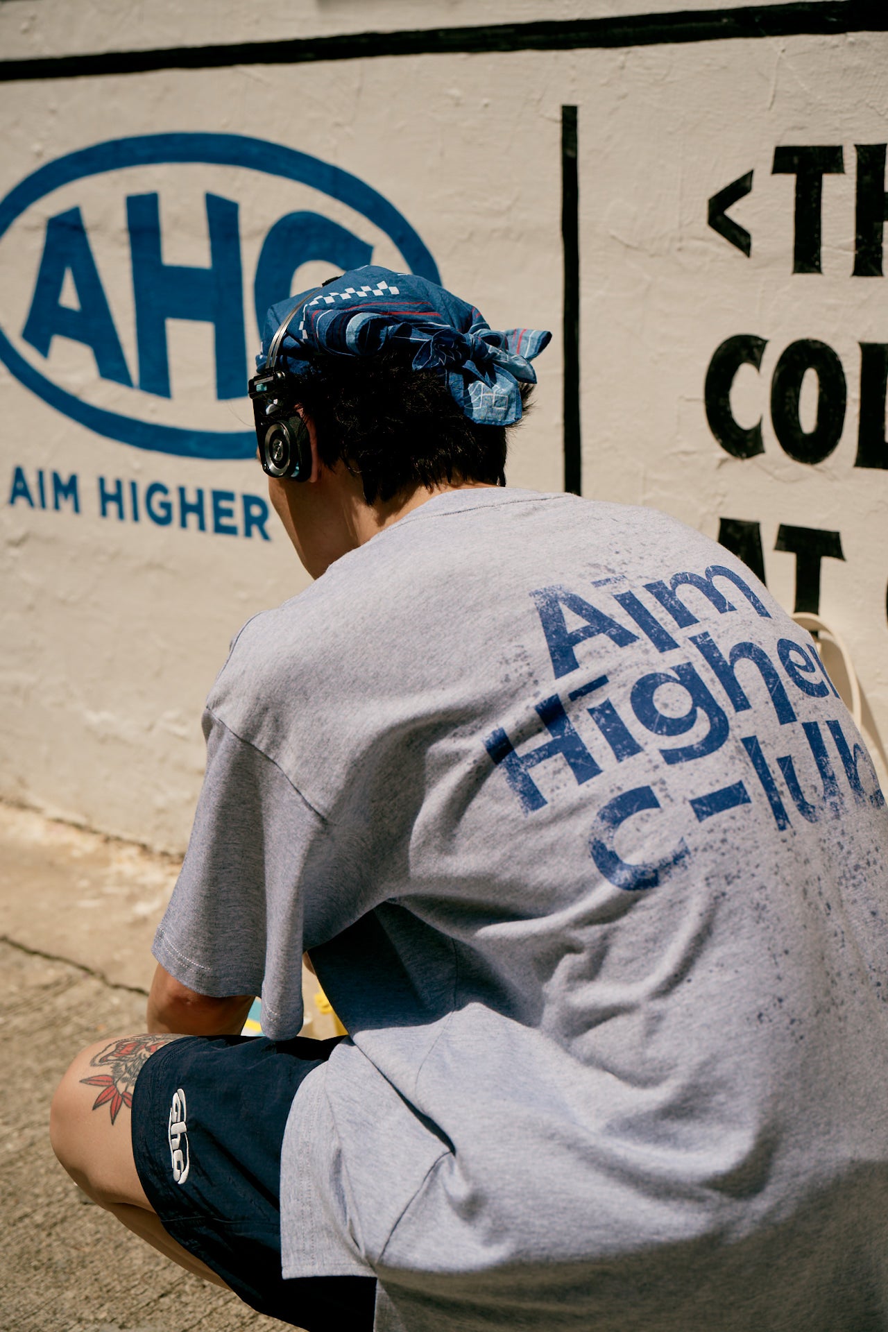 Aim Higher Club Unisex Retro Oval Logo Nylon Shorts/ Navy