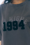 Aim Higher Club Unisex College Emblem Tee / Wash Light Charcoal