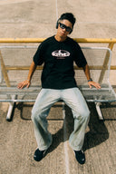 Aim Higher Club Unisex Track Retro Logo Tee/ Black
