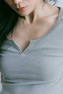 Aim Higher Club Essential V Neck Crop Tee/ Flecking Grey