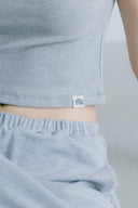 Aim Higher Club Essential V Neck Crop Tee/ Flecking Grey