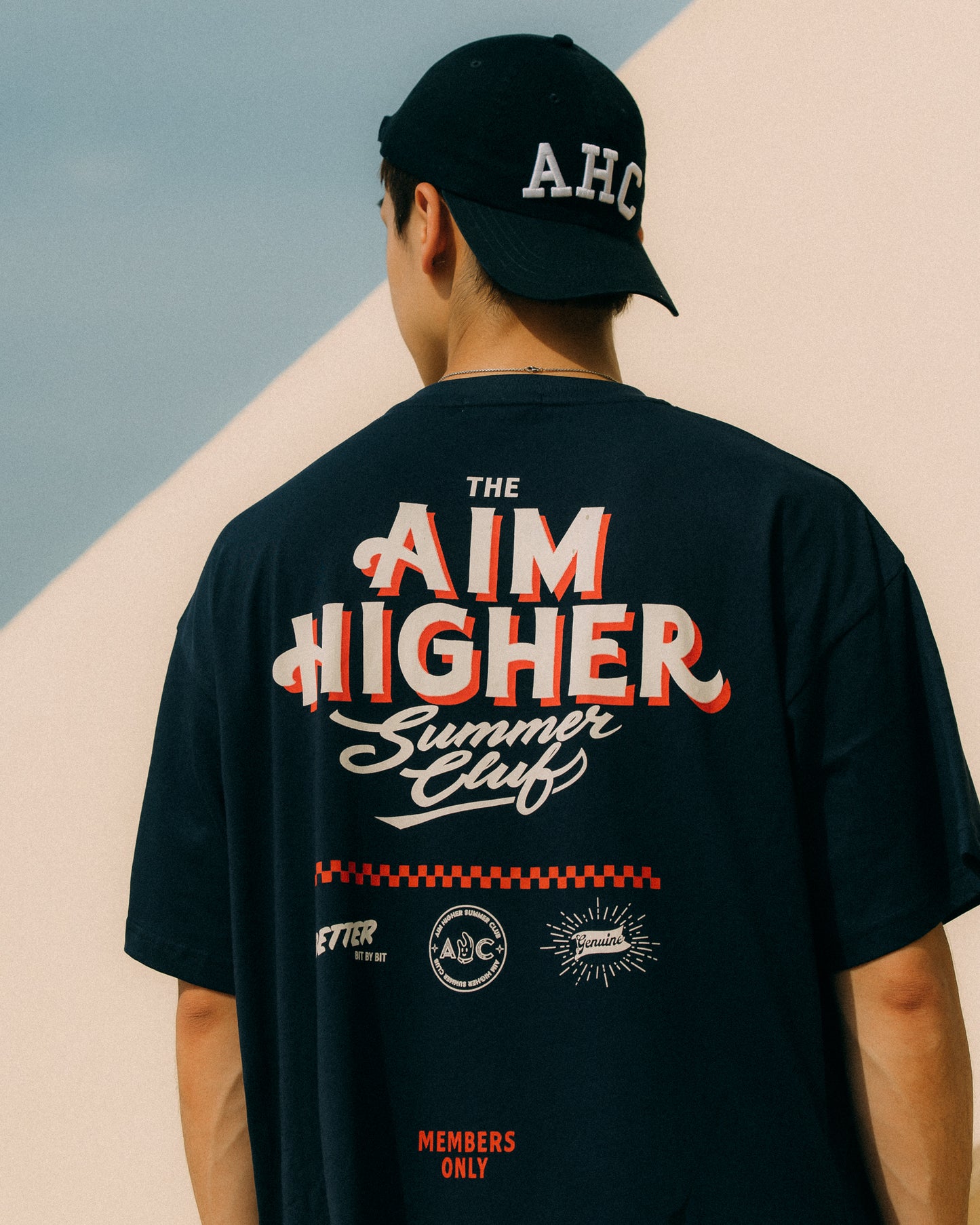 (Pre-order) Aim Higher Club X Imaginary Mechanic Summer Club Unisex Logo Tee/ Navy