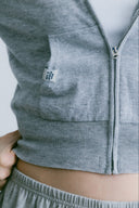 Aim Higher Club Essential Hooded Zip-Up Merino Cardigan/ Flecking Grey
