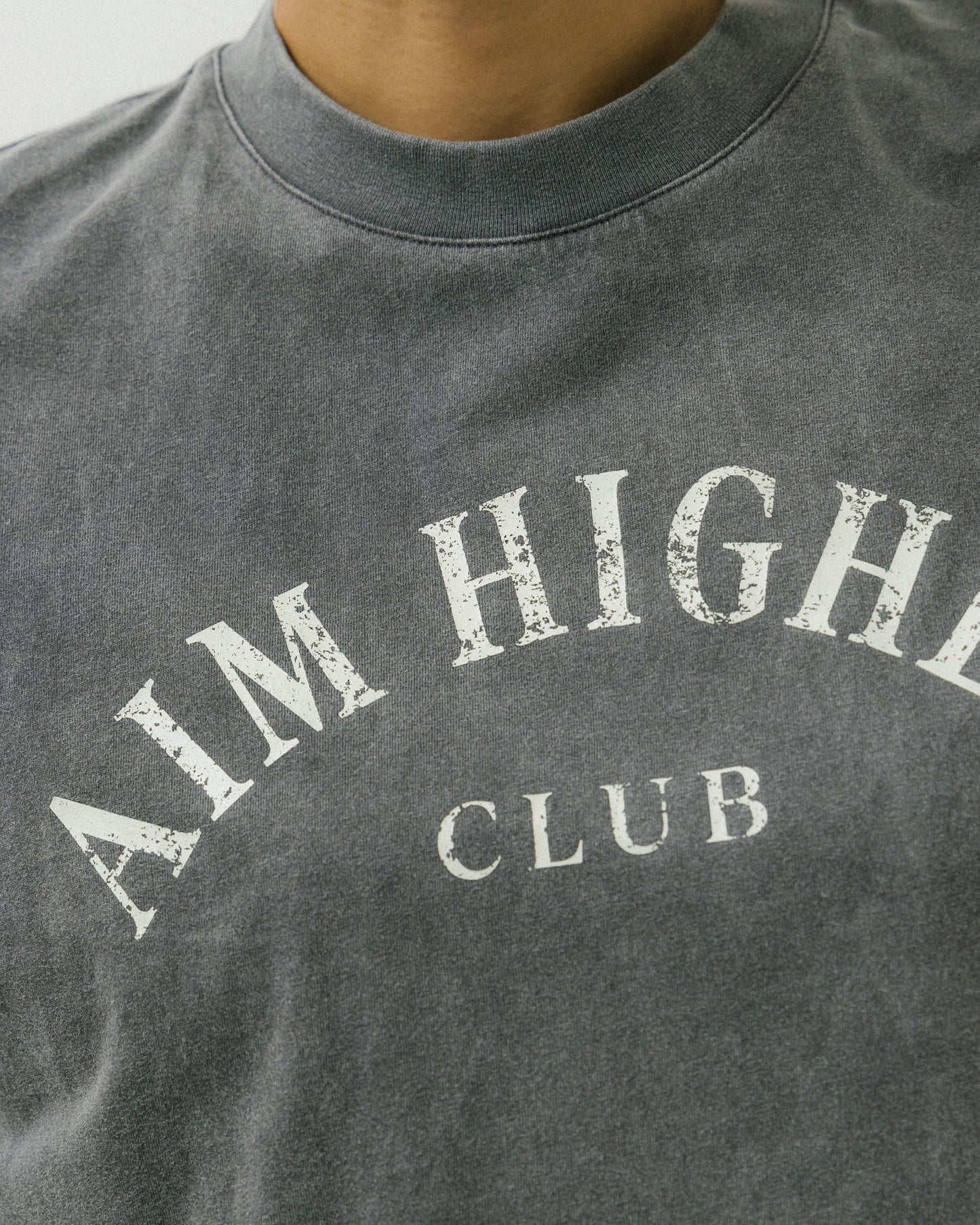 Aim Higher Club Basic Crop Tee/ Washed Charcoal