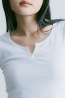 Aim Higher Club Essential V Neck Crop Tee/ Off White