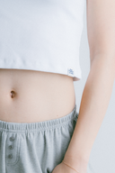 Aim Higher Club Essential V Neck Crop Tee/ Off White