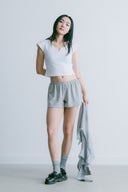 Aim Higher Club Essential V Neck Crop Tee/ Off White