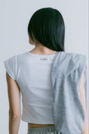 Aim Higher Club Essential V Neck Crop Tee/ Off White