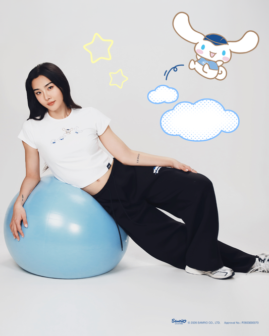 Aim Higher Club ♥ Cinnamoroll Jumping on the Cloud Embroidery Women Fitted Tee/ White