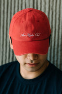 Aim Higher Club Unisex Light Washed Classic Script Cap/ Red