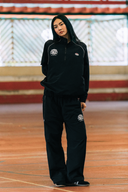 Aim Higher Club Unisex College Emblem Reflective Track Pants/ Black
