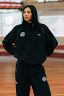 Aim Higher Club Unisex College Emblem Reflective Half Zip Windbreaker/ Black