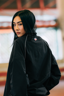 Aim Higher Club Unisex College Emblem Reflective Half Zip Windbreaker/ Black