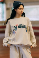 Aim Higher Club Unisex College Badge Crewneck sweatshirt/ Oat