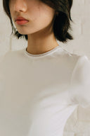 Aim Higher Club Core Lace-trim Women Tee/ Off White