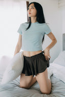 Aim Higher Club Core Flare Ruffle Shorts/ Chocolate