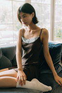 Aim Higher Club Core Layered Camisole/ Chocolate-Pale Baby Blue