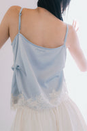 Aim Higher Club Core Asymmetric Lace Camisole Top/ Baby Blue