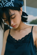 Aim Higher Club Core Asymmetric Lace Camisole Top/ Navy