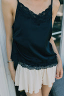 Aim Higher Club Core Asymmetric Lace Camisole Top/ Navy