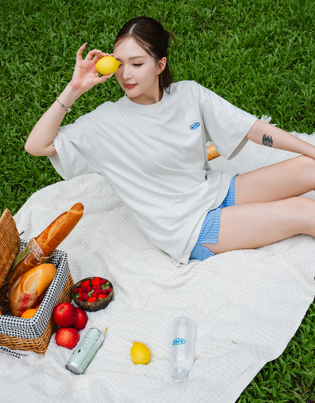Aim Higher Club Embossed Unisex Logo Tee/ Cream