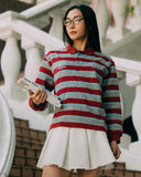 Aim Higher Club Faculty of Sports Emblem Cropped Stripe Poloshirt/ Grey-burgundy