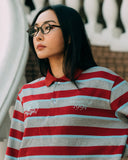 Aim Higher Club Faculty of Sports Emblem Cropped Stripe Poloshirt/ Grey-burgundy