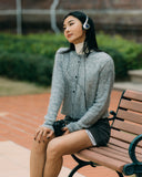 Aim Higher Club Faculty of Sports Knit Crewneck Cropped Cardigan/ Grey