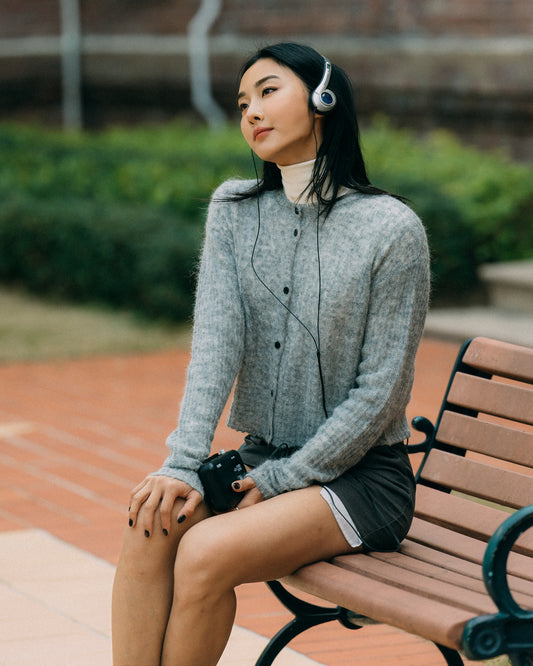 Aim Higher Club Faculty of Sports Knit Crewneck Cropped Cardigan/ Grey