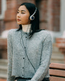 Aim Higher Club Faculty of Sports Knit Crewneck Cropped Cardigan/ Grey