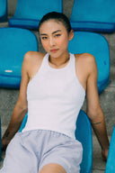 Aim Higher Club Core Oval Logo Tank Top/ White-White
