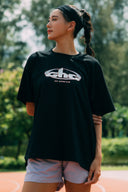 Aim Higher Club Unisex Track Retro Logo Tee/ Black